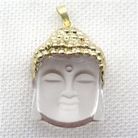Chinese Crystal Glass buddha pendant, gold plated, matte, approx 25-35mm [GM14999]