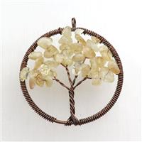 citrine pendant, tree of life, wire wrapped, approx 45mm [GM15507]