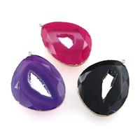Agate druzy geode slice pendant, freeform, gold plated, mixed color, approx 35-45mm [GM15755]