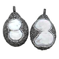 baroque style Pearl pendant paved rhinestone, freform, approx 30-45mm [GM16341]