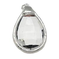 Crystal Glass teardrop pendant, silver plated, approx 30-50mm [GM16793]