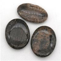 black Coral Fossil oval pendant, approx 35-50mm [GM17124]