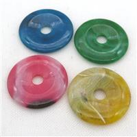 natural Agate donut pendant, dye, mixed, approx 45-60mm [GM17195]