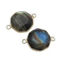 Labradorite Connector Polygon Gold Plated, approx 16mm [GM17466]