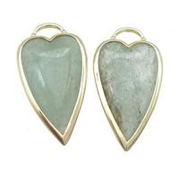 Green Strawberry Quartz Heart Pendant Gold Plated, approx 18-35mm [GM17499]