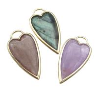 Mixed Gemstone Heart Pendant Heart Gold Plated, approx 18-35mm [GM17502]