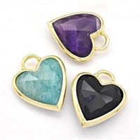 Mix Gemstone Heart Pendant Faceted Gold Plated, approx 20mm [GM17872]
