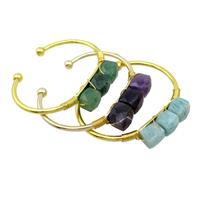 Copper Bangle With Gemstone Wire Wrapped Gold Plated Mixed, approx 10mm, 45-60mm [GM18414]