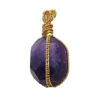 Purple Amethyst Pendant Freeform Wire Wrapped, approx 20-35mm [GM18608]