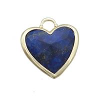 Blue Lapis Lazuli Heart Pendant Faceted Gold Plated, approx 20mm [GM18782]