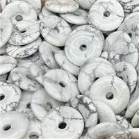 Natural Howlite Turquoise Donut Pendant White, approx 30mm [GM18885]