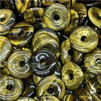 Natural Tiger Eye Stone Donut Pendant Yellow, approx 30mm [GM18895]