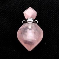 Natural Pink Rose Quartz Perfume Bottle Pendant, approx 18-30mm [GM19064]