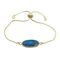 Copper Bracelet With Apatite Adjustable Gold Plated, approx 10-20mm, 22cm length [GM19283]