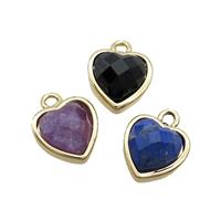 Mix Gemstone Heart Pendant Gold Plated, approx 11mm [GM19417]