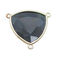 Darkgreen Jade Triangle Pendant Dye 3loops Gold Plated, approx 25mm [GM19529]