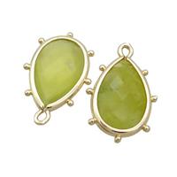 Natural Lemon Jade Teardrop Pendant Olive Gold Plated, approx 10-18mm [GM19843]