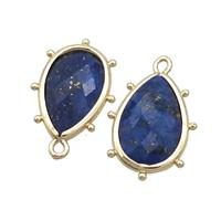 Natural Blue Lapis Lazuli Teardrop Pendant Gold Plated, approx 10-18mm [GM19850]