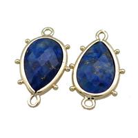 Natural Blue Lapis Lazuli Teardrop Connector Gold Plated, approx 12-18mm [GM20696]