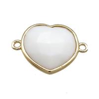 White Jade Heart Connector Gold Plated, approx 17mm [GM20757]