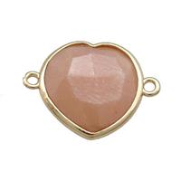 Peach Moonstone Heart Connector Gold Plated, approx 17mm [GM20766]