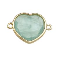 Green Fluorite Heart Connector Gold Plated, approx 17mm [GM20769]