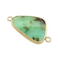 Natural Green Australian Chrysoprase Triangle Connector Faceted Gold Plated, approx 20-30mm [GM21573]