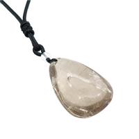 Smoky Quartz Teardrop Necklaces Black Nylon Rope Adjustable, approx 25-40mm [GM22143]