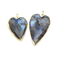 Natural Labradorite Heart Pendant Faceted Gold Plated, approx 13-20mm [GM22452-L]