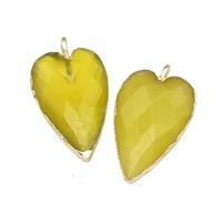 Lemon Jade Heart Pendant Faceted Gold Plated, approx 13-20mm [GM22458-L]