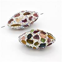 Clay Rice Beads Pave Rhinestone Multicolor Tourmaline, approx 16-30mm [GM22826]