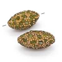 Clay Rice Beads Pave Yellow Rhinestone Green Garnet, approx 16-30mm [GM22828]