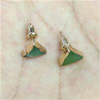 Natural Australian Chrysoprase Stud Earrings Trangle Gold Plated, approx 8mm [GM22848]