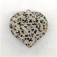 Natural Dalmatian Jasper Heart Pendant, approx 40mm [GM22954]