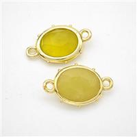 Lemon Jade Oval Connector Gold Plated, approx 10-12mm [GM24292]