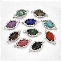 Gemstone Eye Connector Copper Pave Zirconia Platinum Plated Mixed, approx 14-20mm [GM24338]