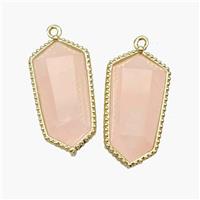 Natural Pink Rose Quartz Prism Pendant Gold Plated, approx 12-14-25mm [GM24499]