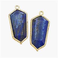 Natural Blue Lapis Lazuli Prism Pendant Gold Plated, approx 12-14-25mm [GM24504]