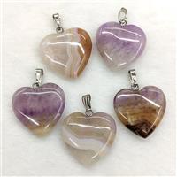 Natural Aurora Amethyst Agate Heart Pendant, approx 25mm [GM24514]