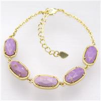 copper Bracelets with Sugilite, Adjustable, gold plated, approx 7-14mm, 22cm length [GMBR458]