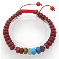 Chakra Adjustable Bracelets with red Carnelian Agate, rondelle, approx 8mm dia [GMBR492]