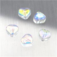 clear crystal glass heart beads, AB-color electroplated, approx 6mm [GS1653]