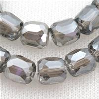 gray Crystal Glass Beads, faceted barrel, approx 10mm, 50pcs per st [GS1838]
