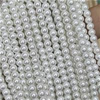 white Pearlized Glass Beads, round, approx 3mm dia, 135pcs per st [GS2251-3MM]