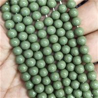 green Lacquered Glass Beads, round, approx 6mm dia, 70pcs per st [GS2276-6MM]