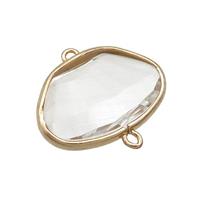 Copper Oval Connector Pave Crystal Glass Gold Plated, approx 16-25mm [GS2566]