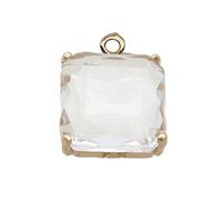 Clear Crystal Glass Square Pendant , approx 17x17mm [GS2688]