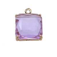 Purple Crystal Glass Square Pendant , approx 17x17mm [GS2690]