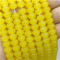 Jadeite Glass Beads Yellow Dye Smooth Rondelle, approx 10mm [GS2811]