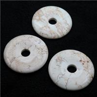 natural white Magnesite Turquoise donut pendant, approx 50mm dia [GT10414]